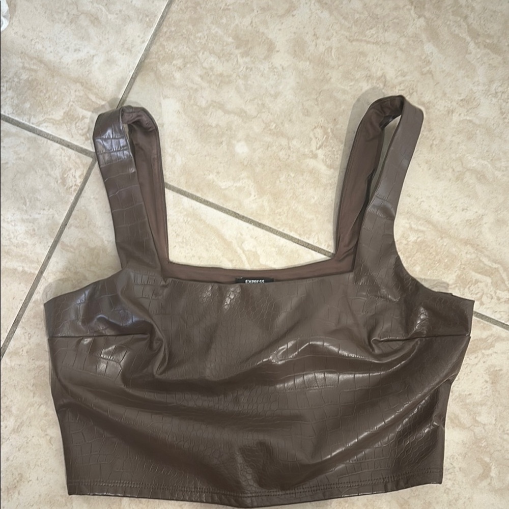 Express Brown Fitted Bustier Tank Top